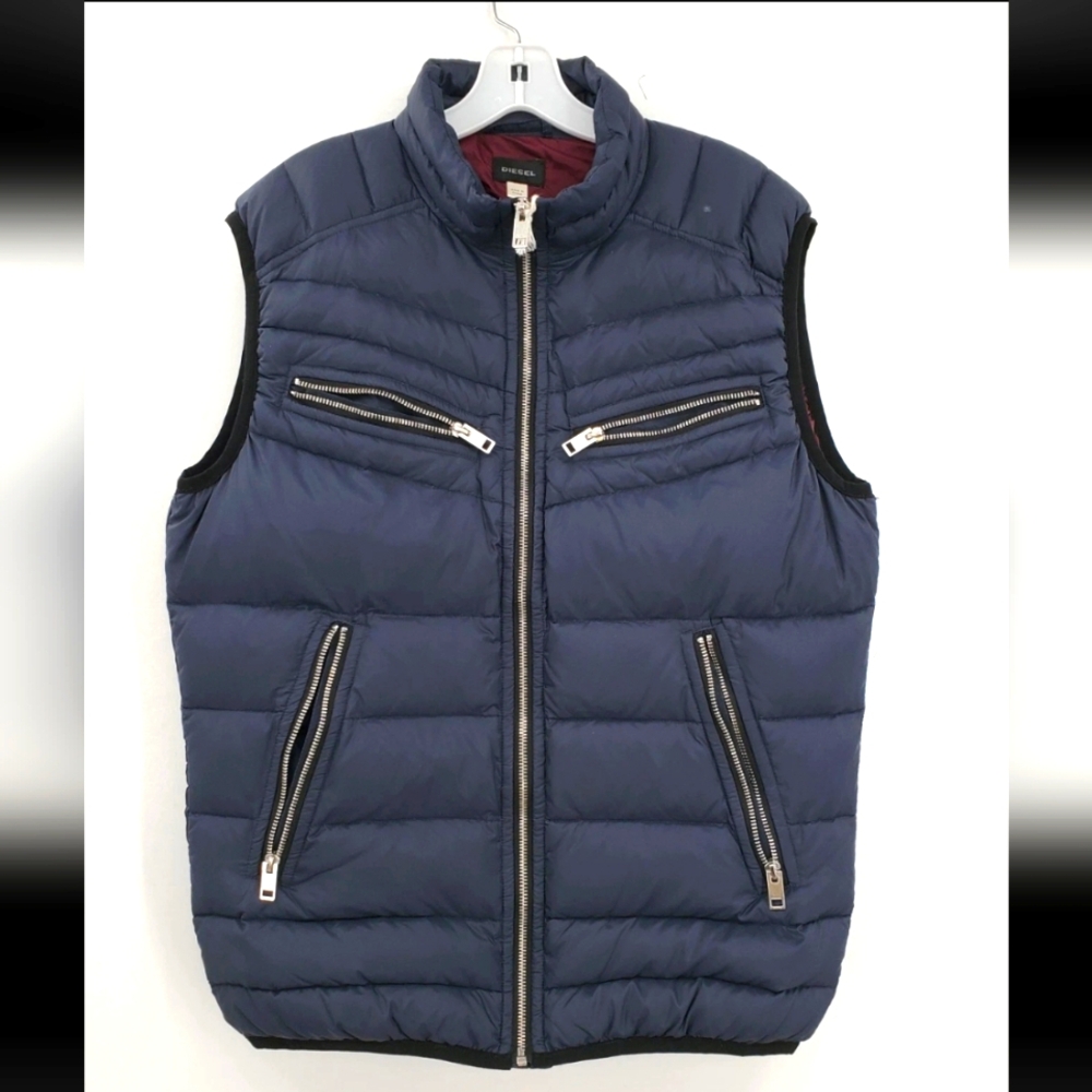 Diesel Women's Midnight Blue Puffer Vest Size Large NEW